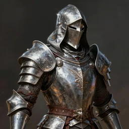 unknown the elder scrolls vi redguard character portrait partially clothed in hooded metal - plated battle armor with atmospheric lighting painted intricate volume