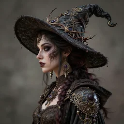 side portrait of ecclectic witch, beautiful, intricate, jaw dropping, dynamic lighting, intricate and detailed, 4 k octane render