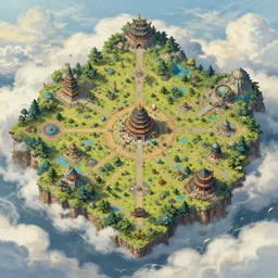 top - down handpainted rpg map of a temple in the clouds, by afternoon maps, highly detailed, 4 k, trending on artstation