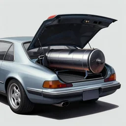 concept art for a car with meat smoker trunk, illustrated by syd mead, high quality