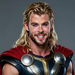 chris hemsworth as thor with exaggerated drag queen makeup, amazing digital art, amazing detail, photorealistic