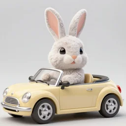 easter bunny driving a convertible, studio photo, high quality