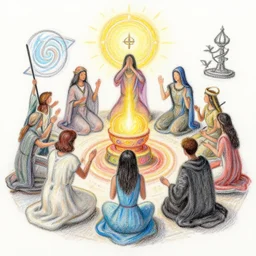 chalk pastel drawing of an esoteric magic ritual, very detailed 4k