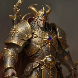 portrait of a greater daemon of khorne, warhammer, deep focus, intricate, elegant, regal, highly detailed, digital painting, artstation, concept art, matte, sharp focus, illustration, d & d, fantasy, hearthstone, art by artgerm and greg rutkowski and alphonse mucha