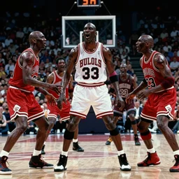 still from thriller music video with michael jordan, zombie dancers