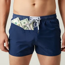 money inside the swim pant so the robber cant take them