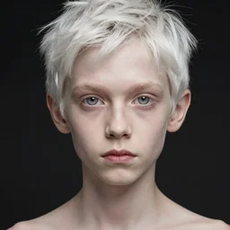 portrait of 1 5 - year - old boy, a tall, slender boy with a pale, pointed face, white - blond hair, grey eyes, wearing in shirt hyper realistic face, beautiful eyes, fantasy art, in the style of greg rutkowski, intricate, hyper detailed, smooth
