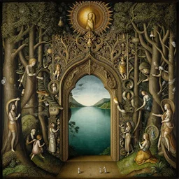 lake is an entrance to the void by brecht evens, by hieronymus bosch, stunning, just wow, intricate, mysterious, beautiful, magnificient