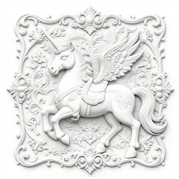 a chinese unicorn, wisdom, scrollwork + rococco + baroque + white ink + magical + symmetrical + detailed intricate + heraldic design + atmosphere + by peter mohrbacher and kentaro miura + high details, in the style of jean delville, artstation, 8 k, tarmo juhola, ivan laliashvili, james gurney, moe