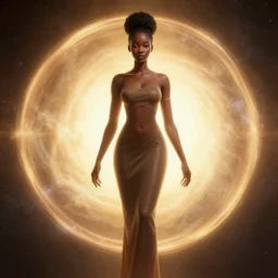 black african princess, warm volumetric lighting, cosmic, light speed, symmetric, highly detailed, elegant, concept art, heavenly, god rays, glowing aura, intricate, sharp focus, illustration, alexandros pyromallis, bouguereau, rutkowski, artgerm, alphonse mucha