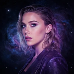 Digital Art of Millie Bobby Brown made of galaxies