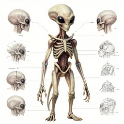 detailed anatomical chart of an alien