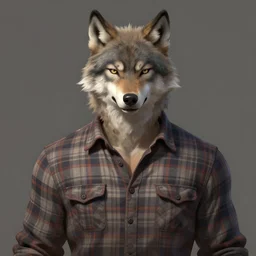 character concept portrait, centralized, friendly lumberjack with wolf - ears, style digital painting, flannel shirt, broad shoulders, concept art, smooth, sharp focus, illustration by ruan jia and mandy jurgens and william - adolphe bouguereau, artgerm