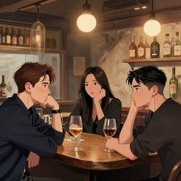 Drunks people in bar, Tristan Eaton, victo ngai, artgerm, RHADS, ross draws