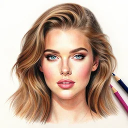 Intricate five star Sweet Southern Pretty Lady portrait by greg rutkowski, Colored pencil on paper, high detail, skin texture, photo realistic, hyperrealism,matte finish, high contrast, 3d depth, masterpiece, vivid and vibrant colors, Prismacolor Pencils,artstationhd