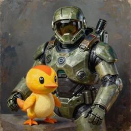 pidgey playing as master chief, oil on canvas, intricate, portrait, 8 k highly professionally detailed, hdr, cgsociety