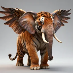 tiger elephant with wings, hyper detailed, digital art, trending in artstation, cinematic lighting, studio quality, smooth render, unreal engine 5 rendered, octane rendered, art style by klimt and nixeu and ian sprigger and wlop and krenz cushart
