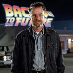 film still of Walter White as Marty Mcfly in Back To The Future, 4k