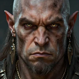 orc barbarian ,beautiful detailed eyes, dirty, fantasy, intricate, rough, highly detailed, digital painting, 4k, HDR, concept art, detailed jewelry, smooth, sharp focus, illustration, art by Artgerm, H R Giger and Alphonse Mucha