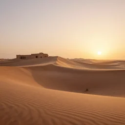 beautiful render of a desert landscape, unreal engine, stunning sunset, majestic dunes, ancient temple ruins, soft light, by greg rutkowski, cgsociety