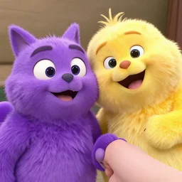 purple aki and barney selfie
