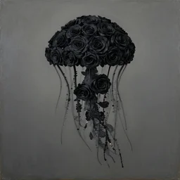 jellyfish made of black!! roses, by georgia o'keeffe, minimalist