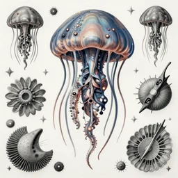hyper - detailed matte illustration of alien jellyfish by iris van herpen based on plate 6 1 of art forms in nature by ernst haeckel and zaha hadid