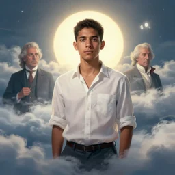 portrait of a ( ( ( un tequila ) ) ), ( ( bellaco joven cubano pelo corto camisa blanca ) ), nubes y magia, el sol, concept character, by greg rutowski and mucha and bierstadt and remington, trending on artstation