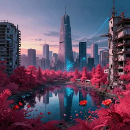 a beautiful photorealistic anime illustration of urbex urbex abandoned nature building city by richard diebenkorn, san andreas vaporwave cyberpunk tron infrared tokyo anime at dawn at dusk laser liberty city junglepunk sea poppy lake nightvision at winter, archdaily, wallpaper, highly detailed, trending on artstation.