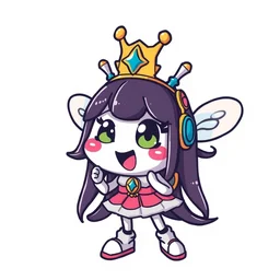 cute miss mascot sticker art, cronobreaker, beeple