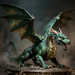 Klaus Iohannis slaying a dragon, dramatic lighting