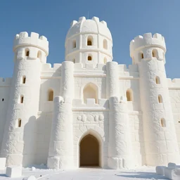 tremendous, imposing, impenetrable fortress made from marshmallow, high definition, detailed ultra realistic photo