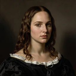 portrait  of  Natalie Portman  in style of  Caravaggio, dramatic colors scheme