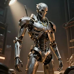 cyberpunk skeleton, mechanized parts