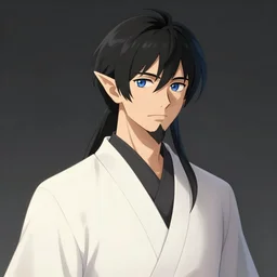 male black haired elf, black goatee, blue eyes, artstation, style of jesper ejsing, by rhads, makoto shinkai and lois van baarle, ilya kuvshinov, ossdraws