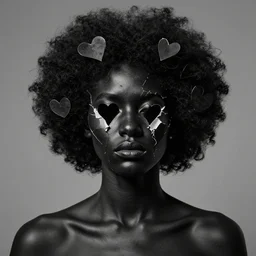 ( hidden faces, broken hearts ), cognitive illusion by oleg suplyak in a surreal portrait style, black love, black art, afrofuturism