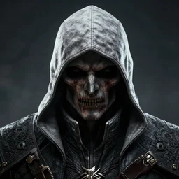 inquisition assassin head, terrifying, grimdark, photorealistic, closeup, symmetrical, artstation