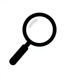 a black symbol of a magnifying glass in front of a white background,