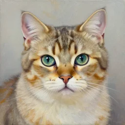 incredibly detailed painting of cat, brush strokes, oil on canvas
