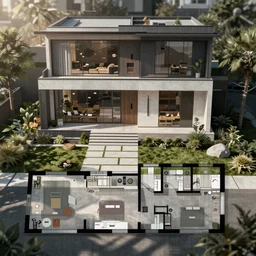 A floor plan layout picture of a modern contemporary home