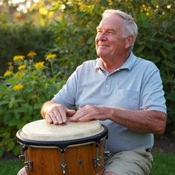 My dad Steven just took a hit from the bongo and have good time being gracefully relaxed in the garden, sunset lighting