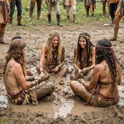 hippies playing in a mud puddle