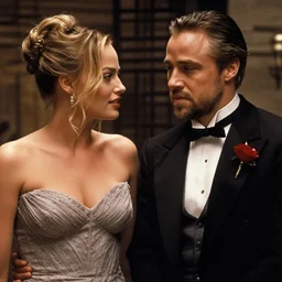 still of ryan gosling and margot robbie, in the godfather