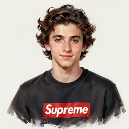 Timothée Chalamet wearing Supreme and a baenie, digital painting, concept art, smooth, sharp focus, illustration, from StarCraft by Ruan Jia and Mandy Jurgens and Artgerm and William-Adolphe Bouguerea