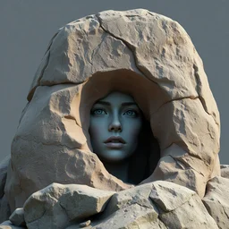 big rock solid stone with the emerging face of emma stone buried inside the big stone solid rock, au naturel, hyper detailed, digital art, trending in artstation, cinematic lighting, studio quality, smooth render, unreal engine 5 rendered, octane rendered, art style by klimt and nixeu and ian sprigger and wlop and krenz cushart.