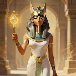 egyptian high priestess channeling the goddess isis, digital art by Ahmed Aldoori