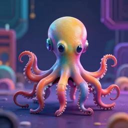 a colorful robot octopus, 3 d render, octane engine, artistic fantast background