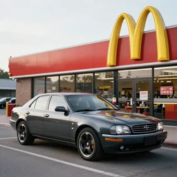 the normandy from mass effect parked at mcdonalds