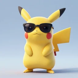 portrait of pikachu wearing sunglasses, rendered in blender