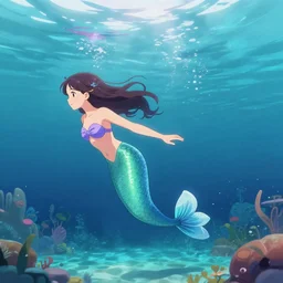 mermaid swimming in the sao anime metaverse lofi
